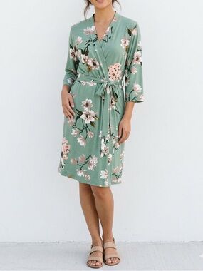 Baby Be Mine Green Floral Robe